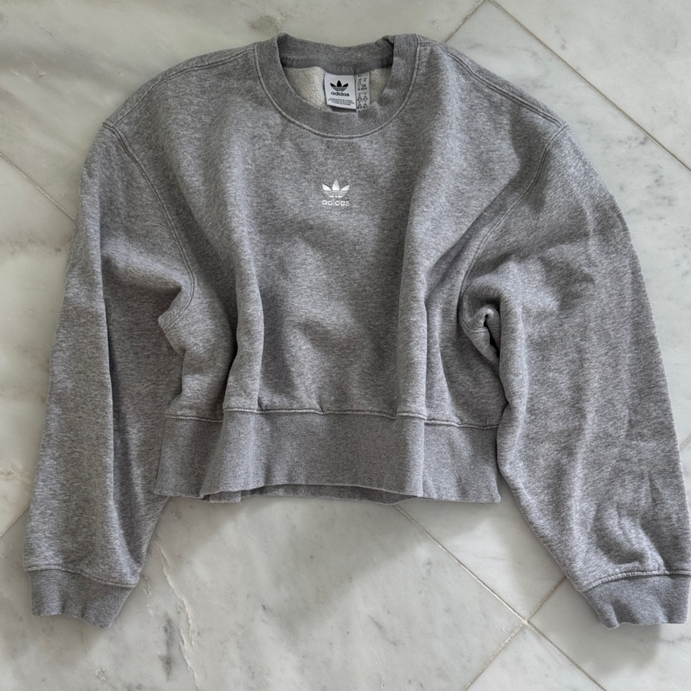 Adidas Women's Classic Heather Gray Cropped Sweatshirt